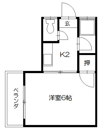 【間取り図】１Ｋ（専有面積：２０㎡）