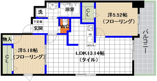 【間取り図】間取図（２ＬＤＫ）