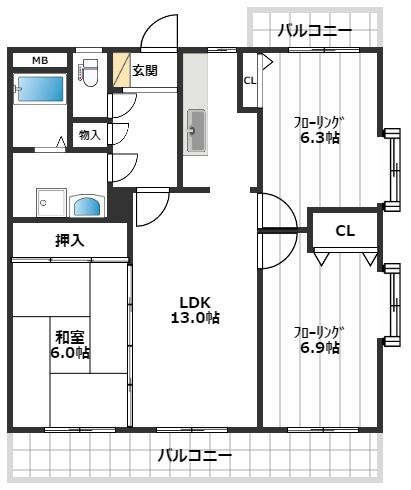 【間取り図】現況を優先します。